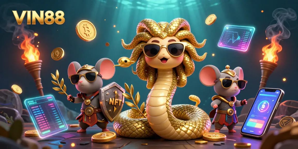 Experience vibrant gameplay with VIN88's animated casino elements and golden rewards.