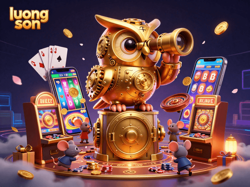 Experience thrilling casino action at luong son with a whimsical owl guiding slot adventures.