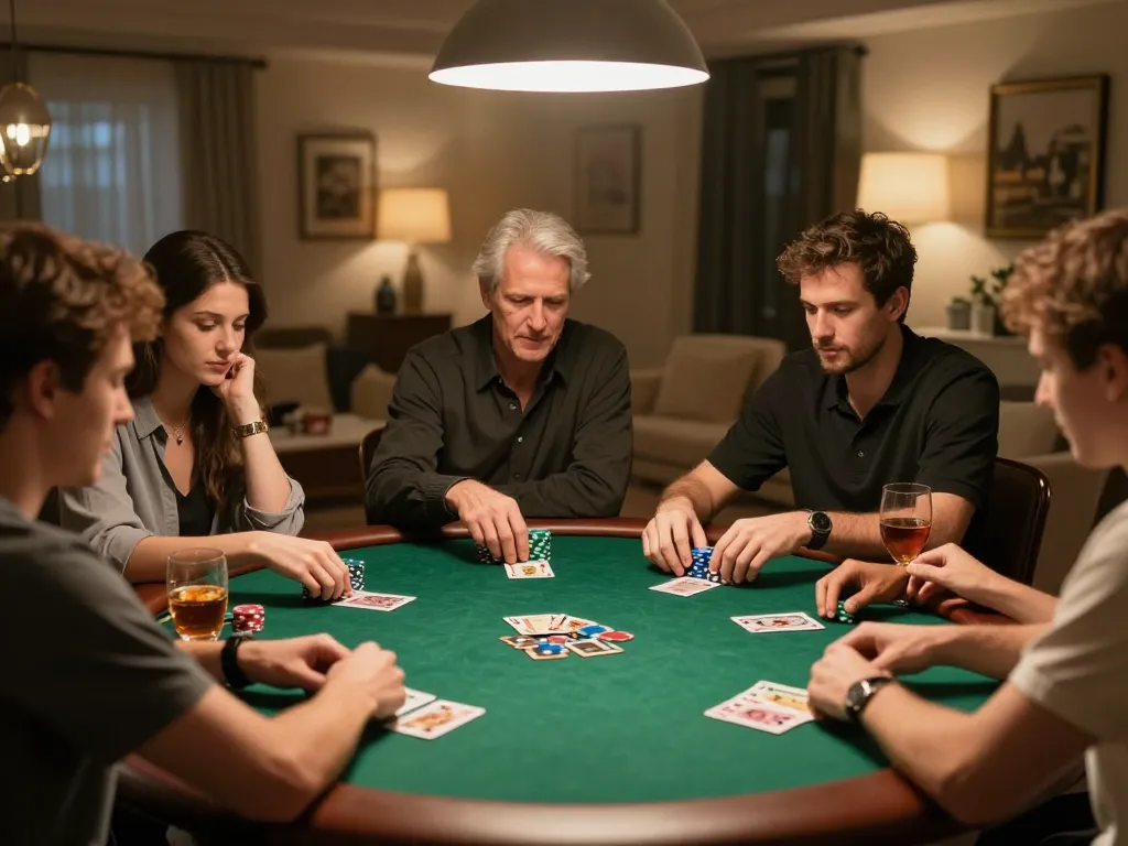 Players enjoying an engaging poker night at NHÀ CÁI VIN88, enhancing camaraderie and strategic gameplay.