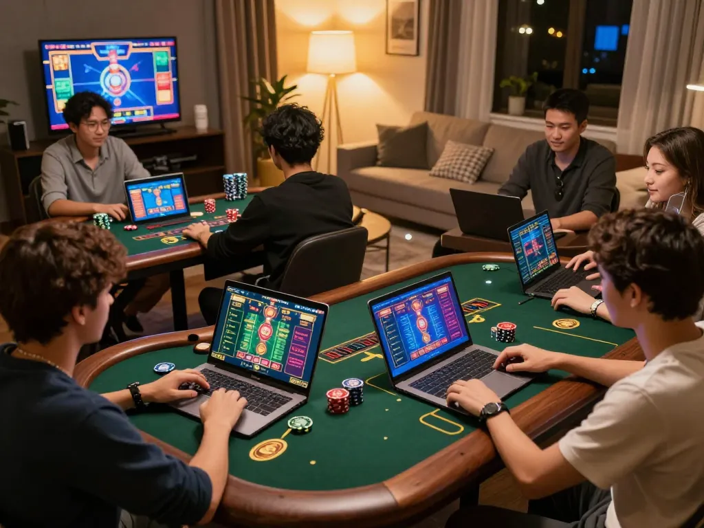 Players enjoying thrilling game actions at go88 online casino on laptops and tablets, fostering excitement.