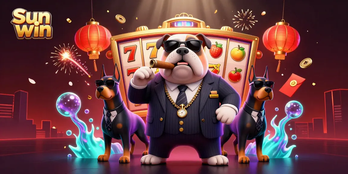 Experience Sun win excitement with a dynamic 3D casino scene featuring jackpot slots and animated characters.