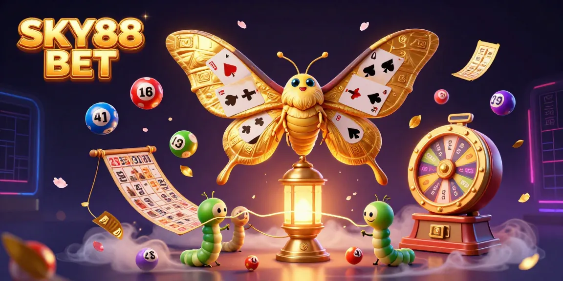 Engage with SKY88 BET's vibrant casino experience featuring a colorful lottery scene.