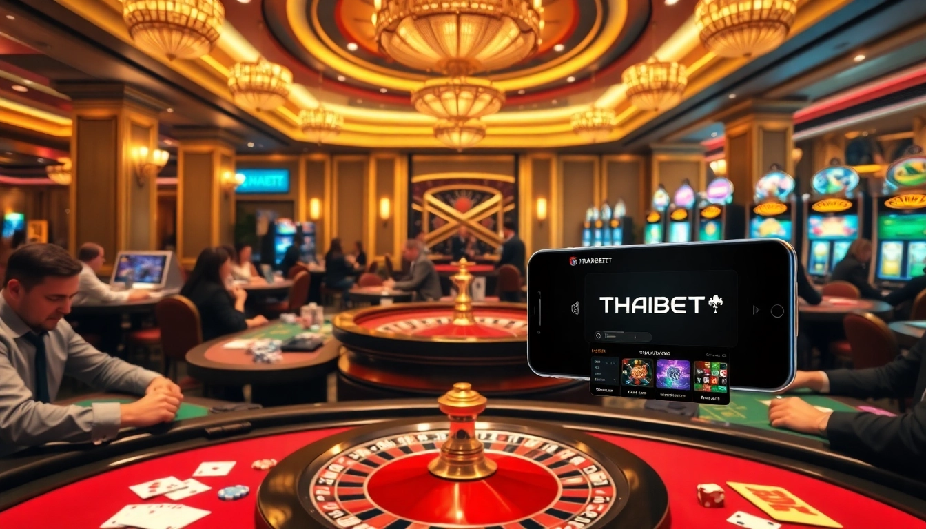THABET players enjoying a thrilling game in a luxurious casino atmosphere with vibrant decor.