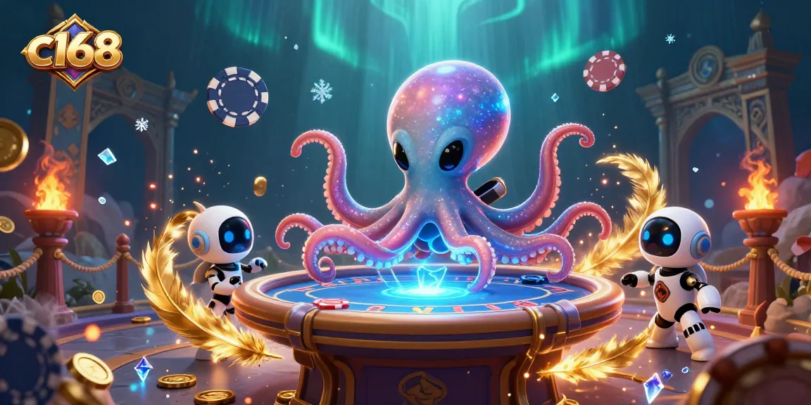 C168 casino aliens interact with poker and vibrant atmosphere in an exciting gambling scene