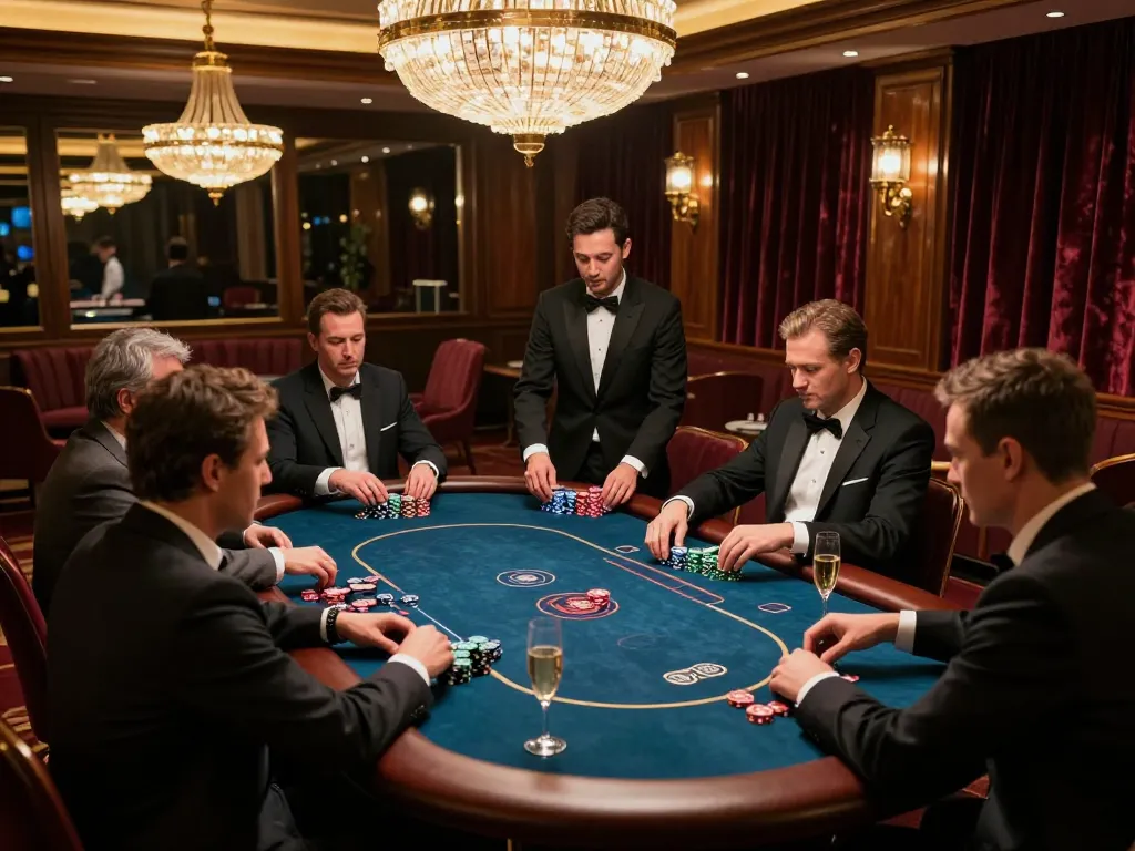 MM88 VIP gaming area showcasing high-stakes poker action with players and elegant decor