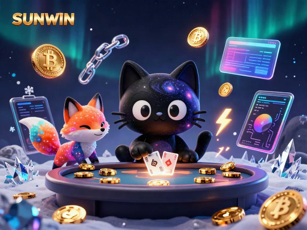 Experience winning strategies with SUNWIN in a vibrant cosmic casino scene featuring colorful game elements.