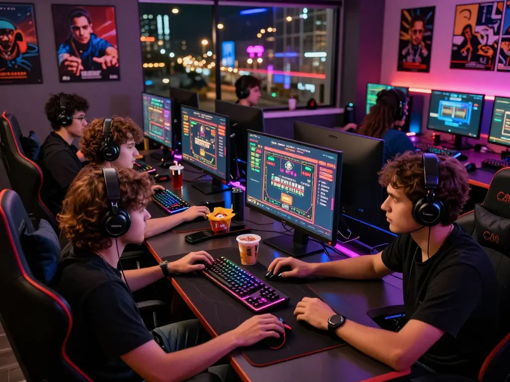 Intense online gaming scene at https://bomwin.jp.net/ with players engaged in interactive casino games.