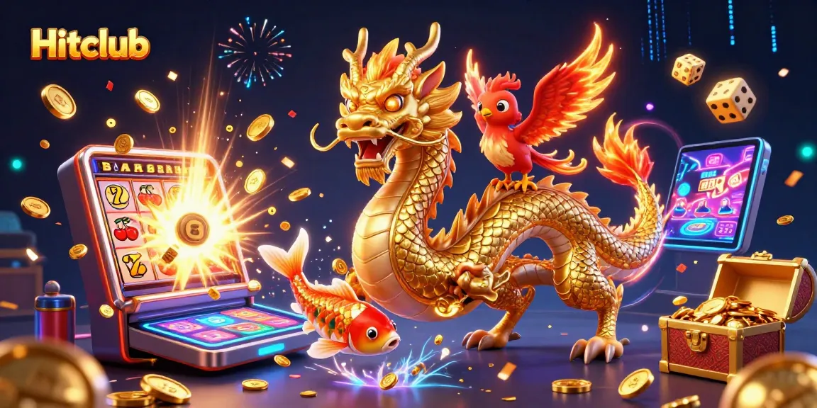Engage with Hitclub's thrilling gameplay amid a vibrant casino scene filled with exciting characters and elements.