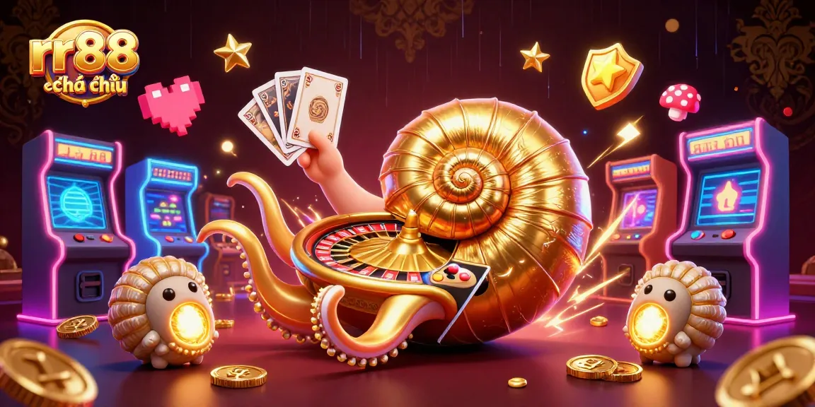 Play and win at rr88 chính thức, featuring a vibrant casino scene with winning cards and glowing games.