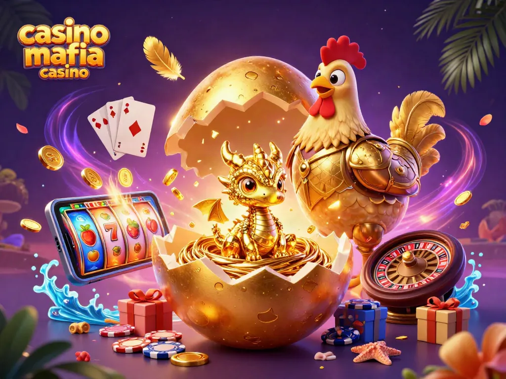 Experience thrilling gameplay at casino mafia casino with a golden dragon amidst vibrant slot game elements.
