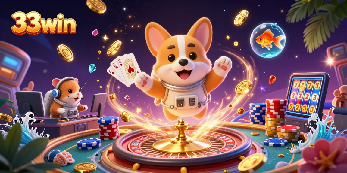 Engage with thrilling casino adventures at 33win through a dynamic 3D floating scene.