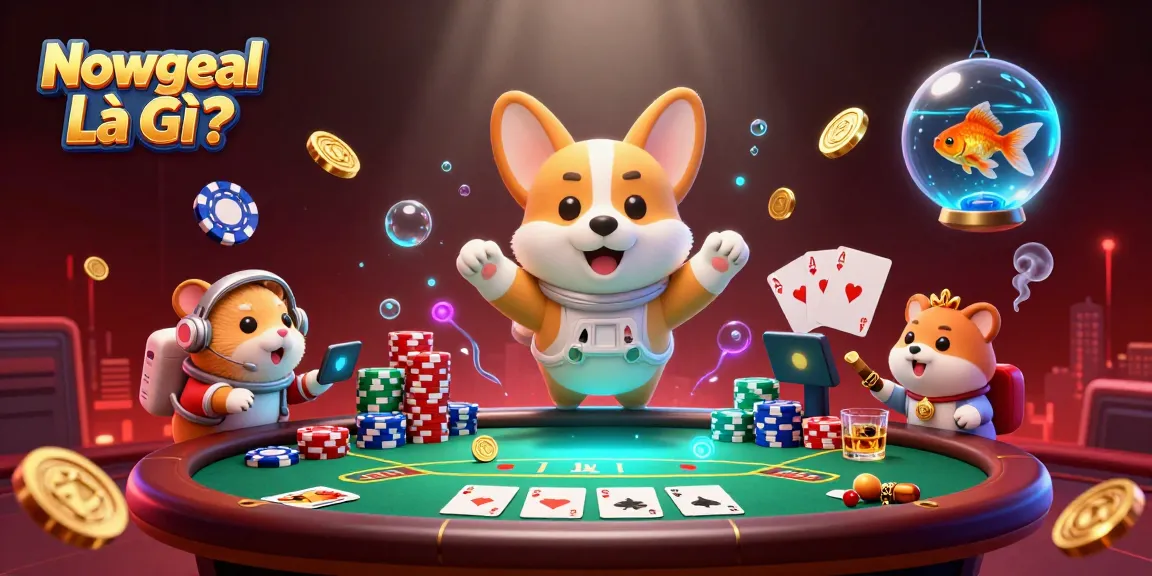 Experience top-notch gameplay at Nowgoal Là Gì? with a 3D casino illustration and dynamic characters.