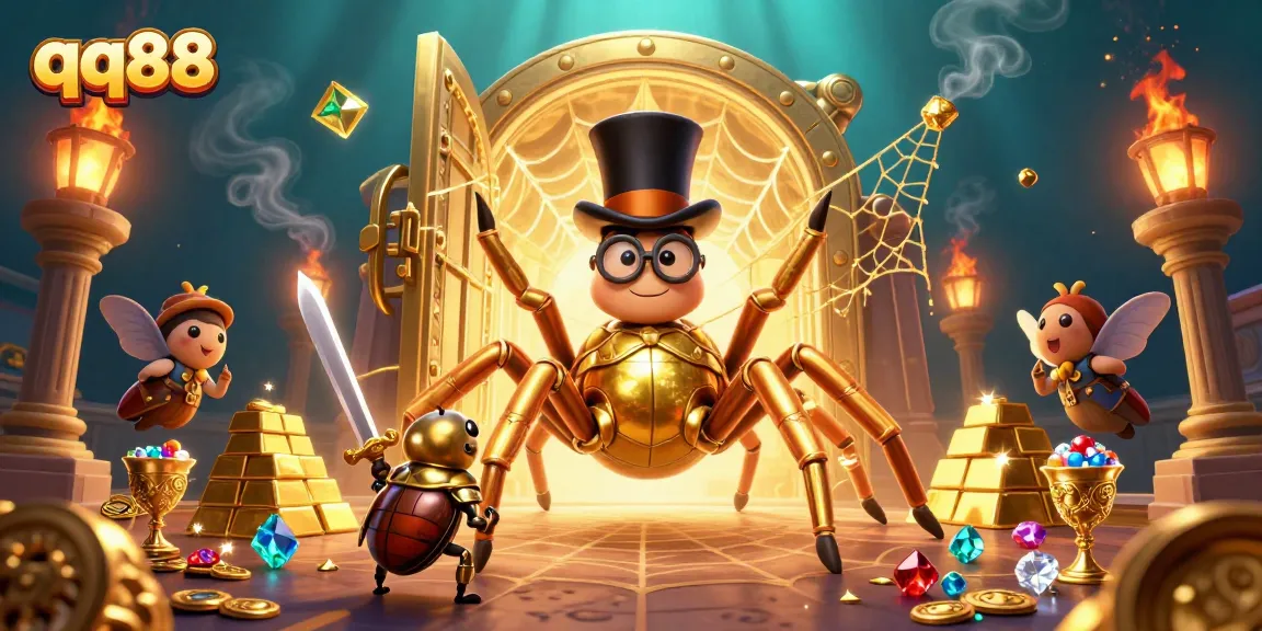 Engage with the thrilling world of qq88 casino through a lively illustrated scene.
