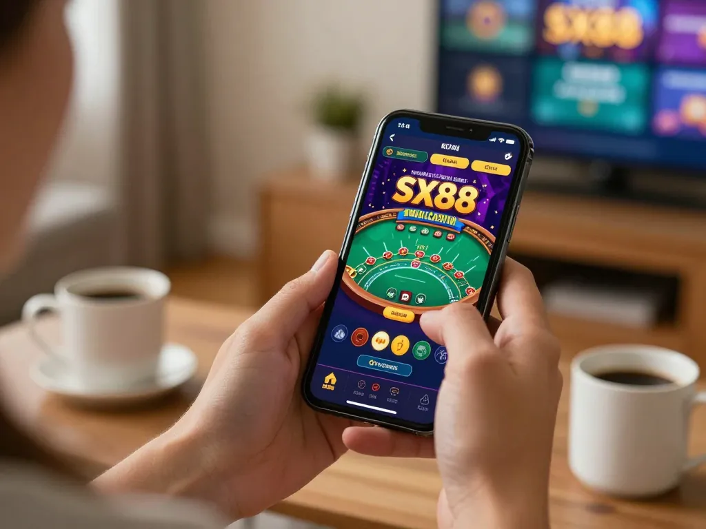SX88 vom mobile casino app being played on smartphone for strategic gaming experience.