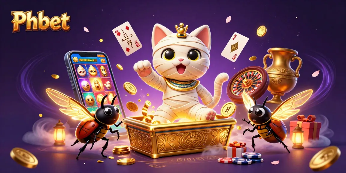 Experience thrilling gameplay at Phbet, featuring an Egyptian mummy cat and dynamic casino elements.