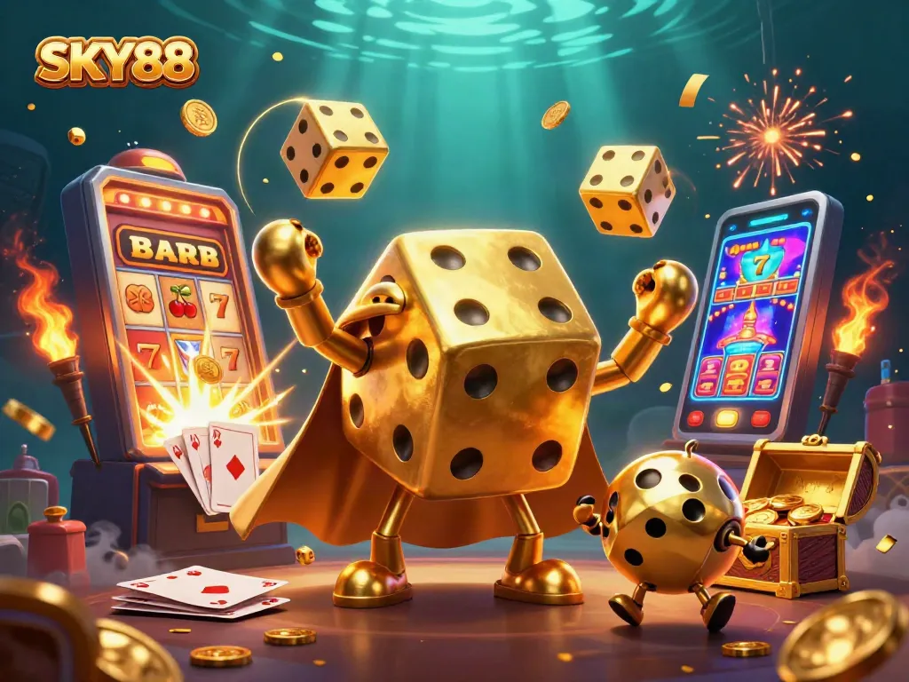Experience thrilling wins with SKY88's vibrant casino action bursting with golden excitement.