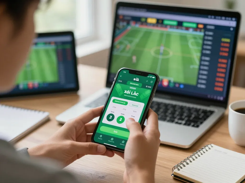 Person placing a bet on the xôi lạc app, showcasing a mobile gaming atmosphere with focus on strategic betting.