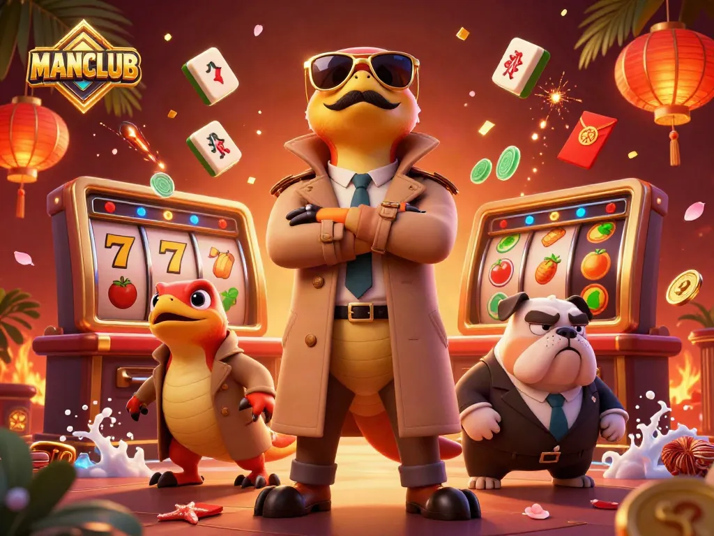 Experience fun gaming moments at MANCLUB with raptors and jackpots in a vibrant casino scene.