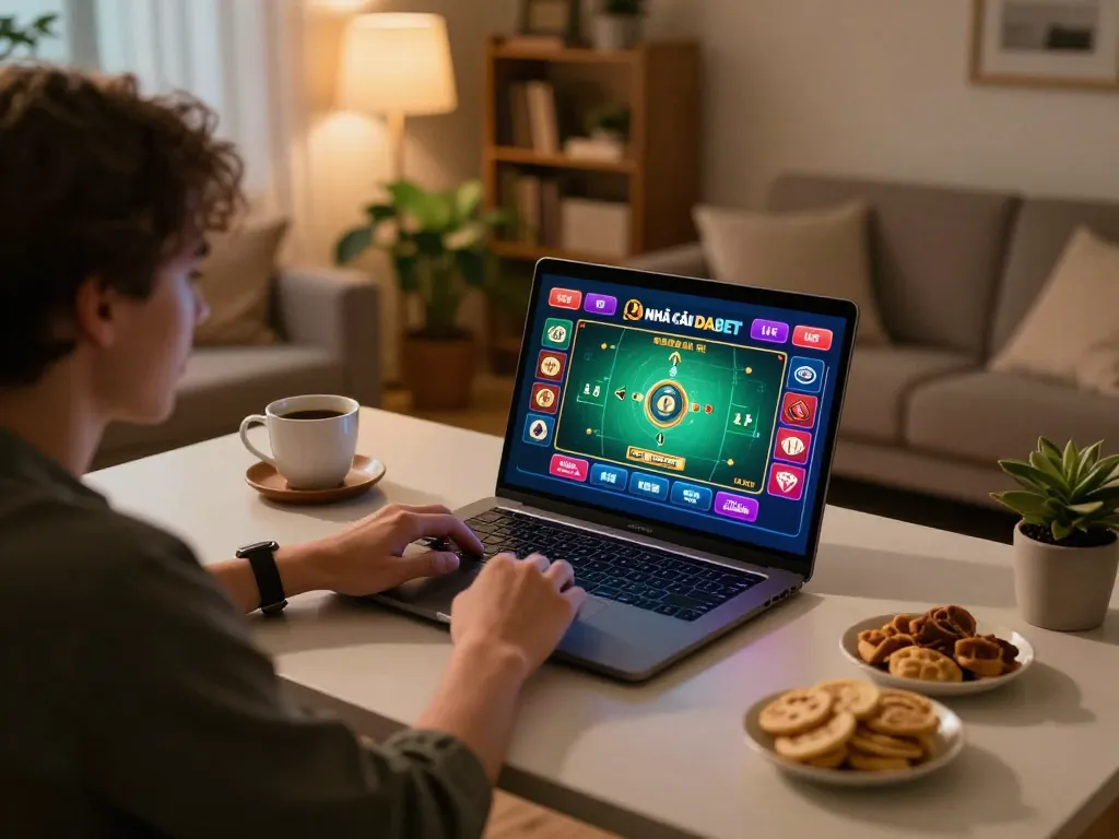 Experience interactive gaming with NHÀ CÁI DABET in a cozy online casino setting showcasing engaging live dealer gameplay