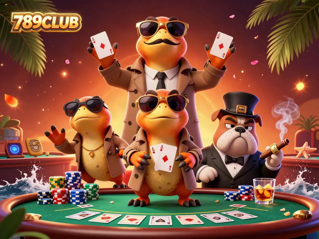 Experience the VIP vibe at 789CLUB with cartoon raptors and casino elements.