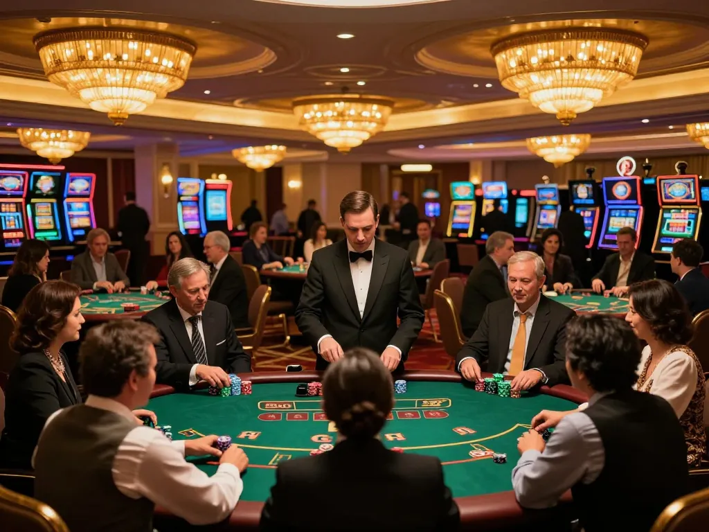 Players at a casino table analyzing tỷ lệ kèo nhà cái while engaged in strategic gameplay.