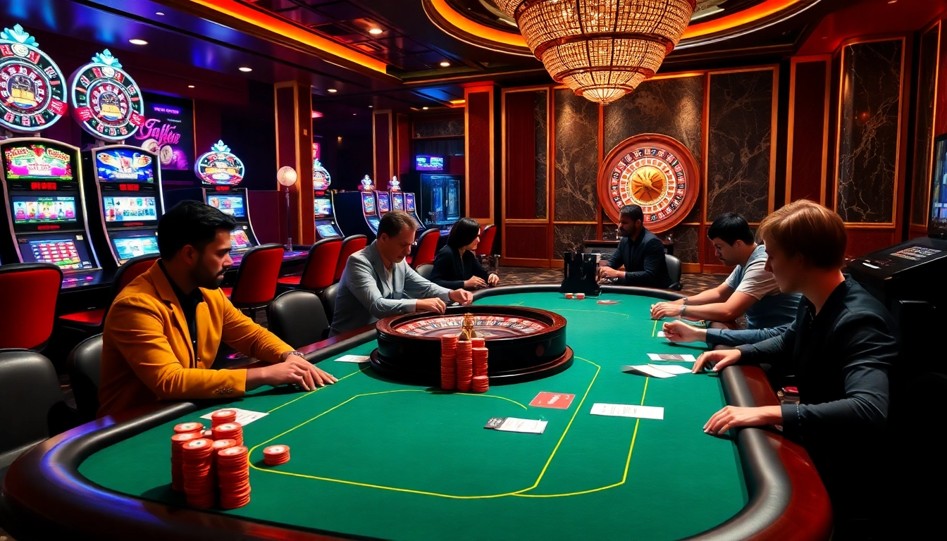 Experience the thrill of winning at https://luck8.locker/, featuring vibrant casino tables and poker chips.