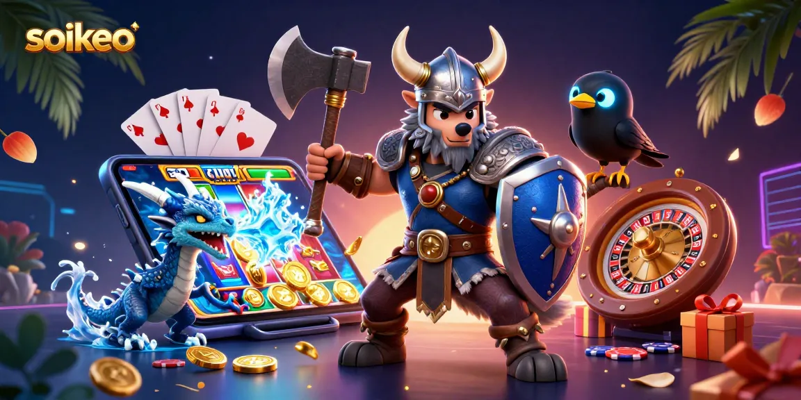 Engage with soikeo’s thrilling world of gambling featuring a Viking, dragon, and dynamic gaming elements.