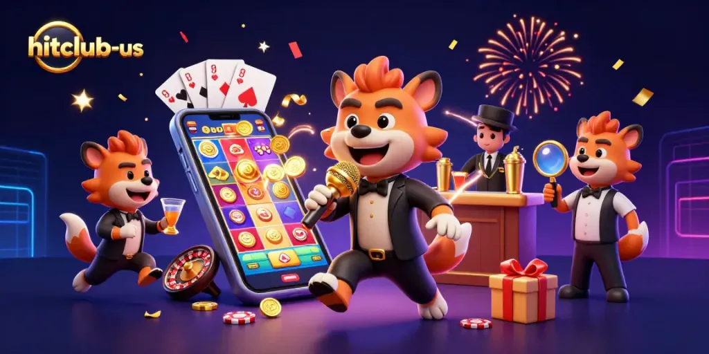 Join the fun with hitclub-us as hyenas entertain in a vibrant casino-themed scene with games galore!