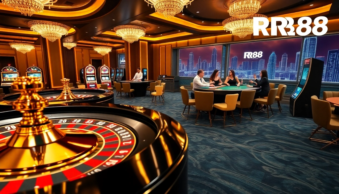 Experience the excitement of RR88 casino with vibrant tables and dazzling slot machines.