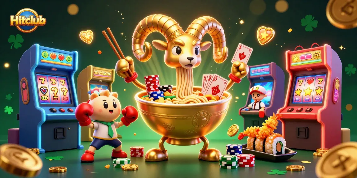 Experience the excitement of Hitclub with a vibrant 3D illustration featuring interactive game elements.