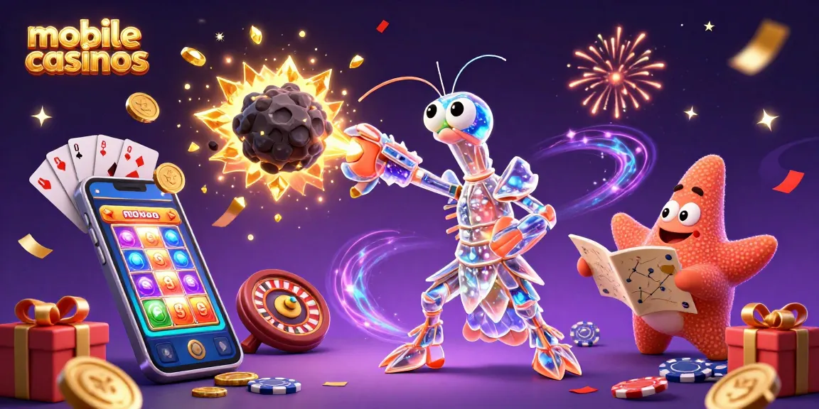 Experience mobile casinos with vibrant 3D action featuring galactic characters and casino games.