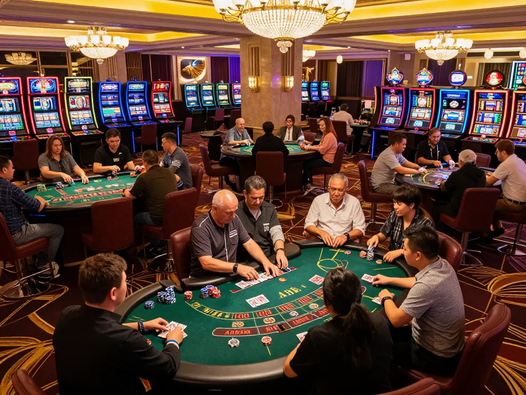 Players engaging in thrilling card games at NHÀ CÁI MAX88 with vibrant lighting and excitement.