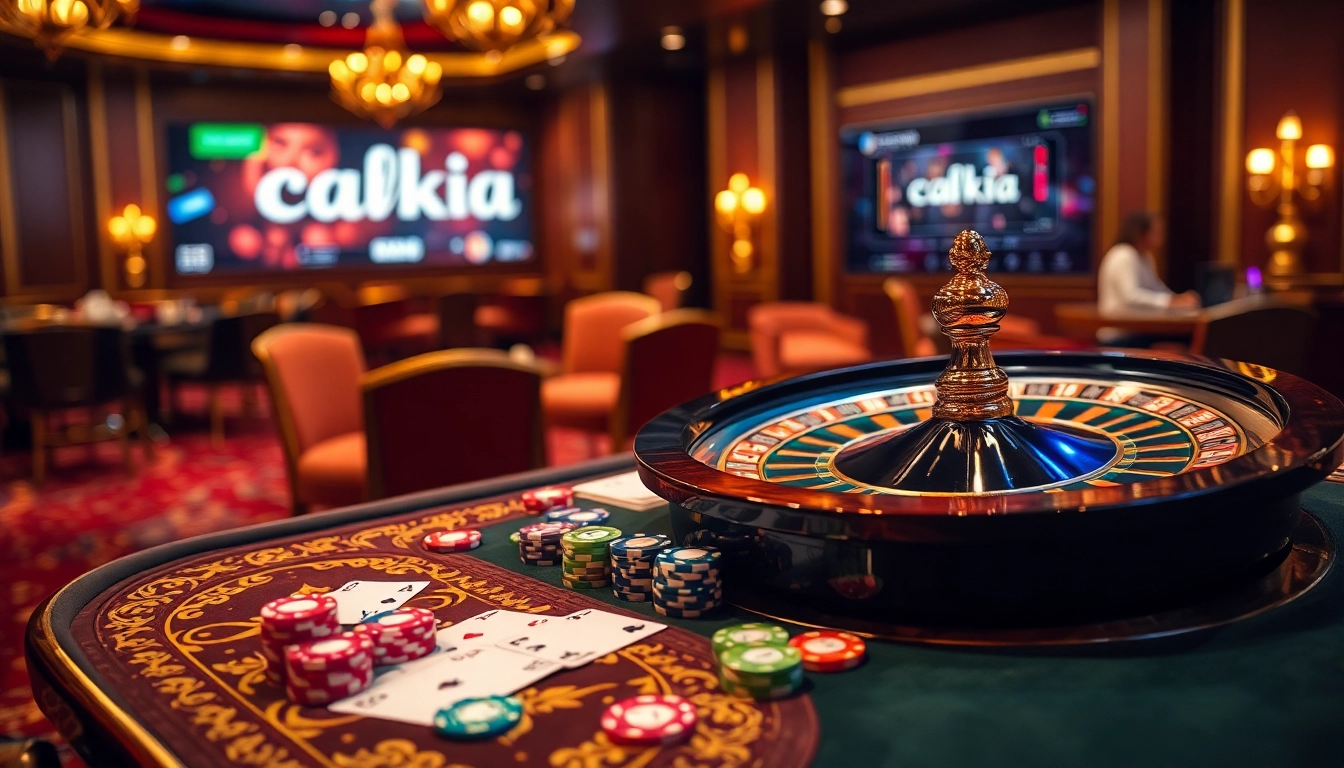 Experience thrilling casino action with cakhia’s vibrant tables filled with poker chips and roulette wheels.