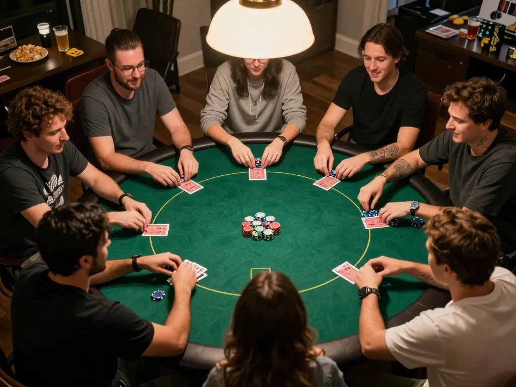 cm88 players enjoying an exciting poker game with chips and cards on a round table