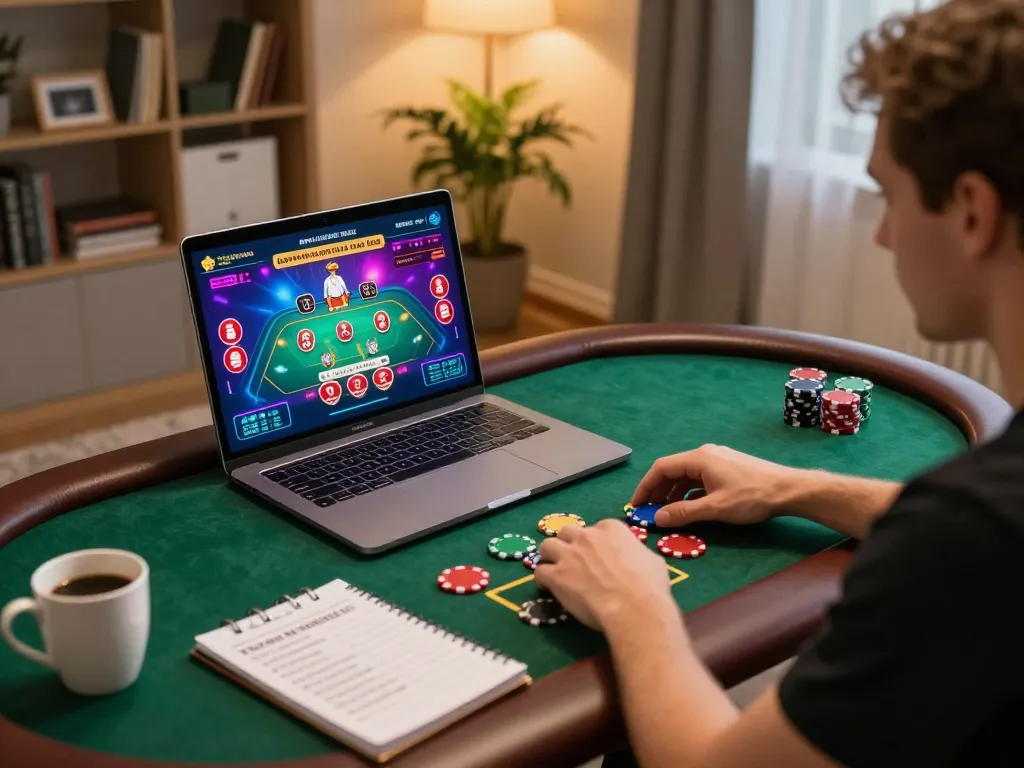 Kuwin 2 player engaging in live dealer game on laptop showcasing immersive online gambling experience
