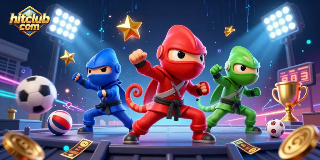 Engage with hitclub com by exploring thrilling gaming adventures in this vibrant 3D illustration.