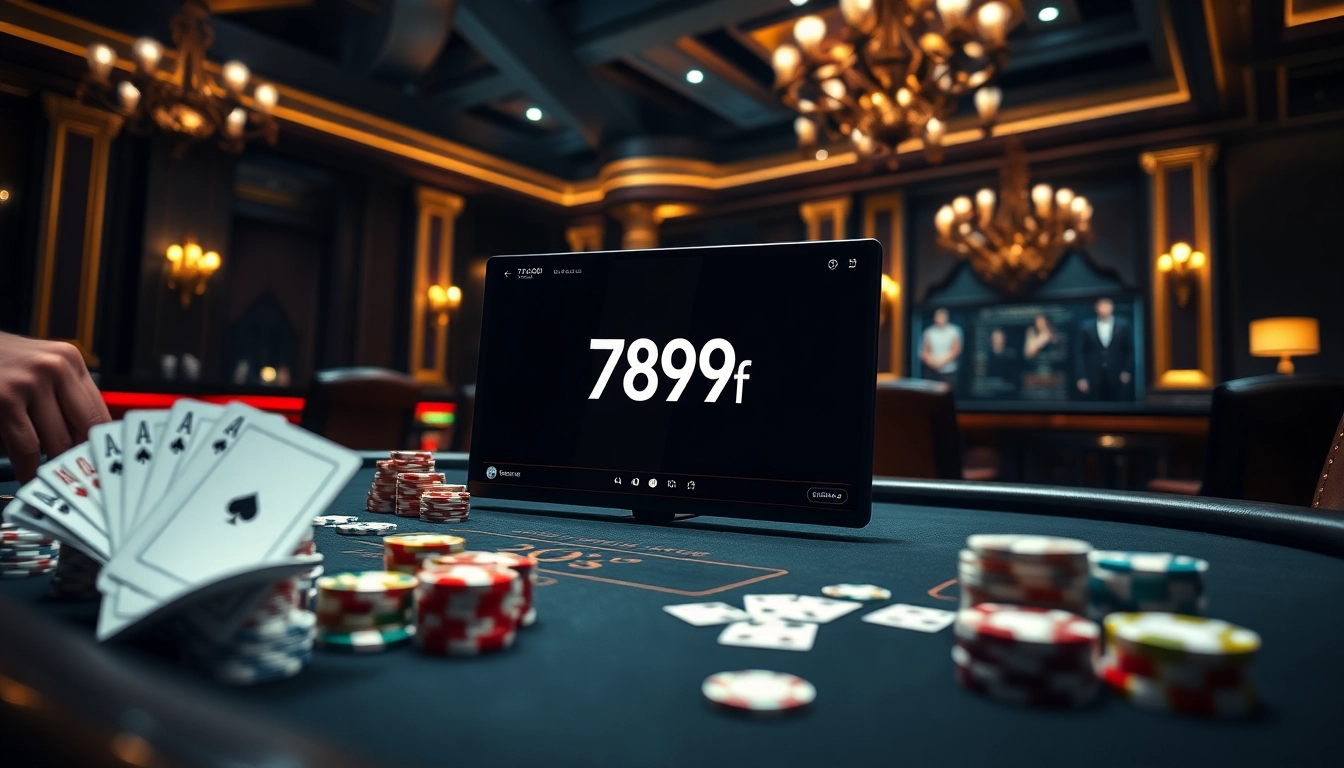 Players enjoying various table games at 789f casino with vibrant poker chips and cards.