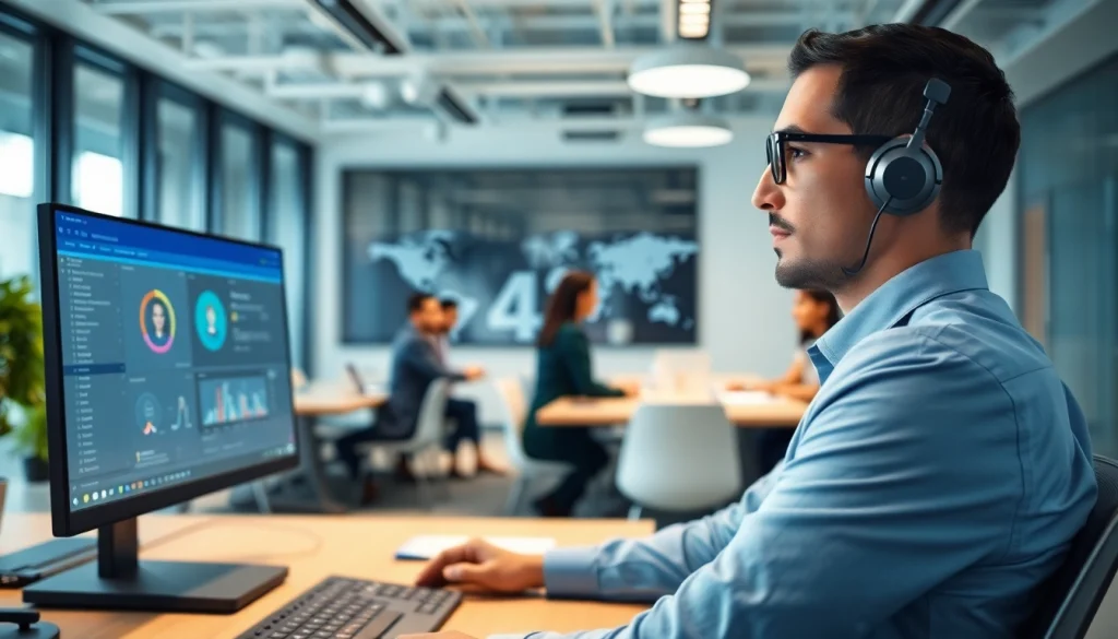 AI Employee demonstrating advanced technology in a modern office environment.