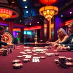 Experience the thrill of poker at OK8386's luxurious casino with vibrant colors and high-stakes action.