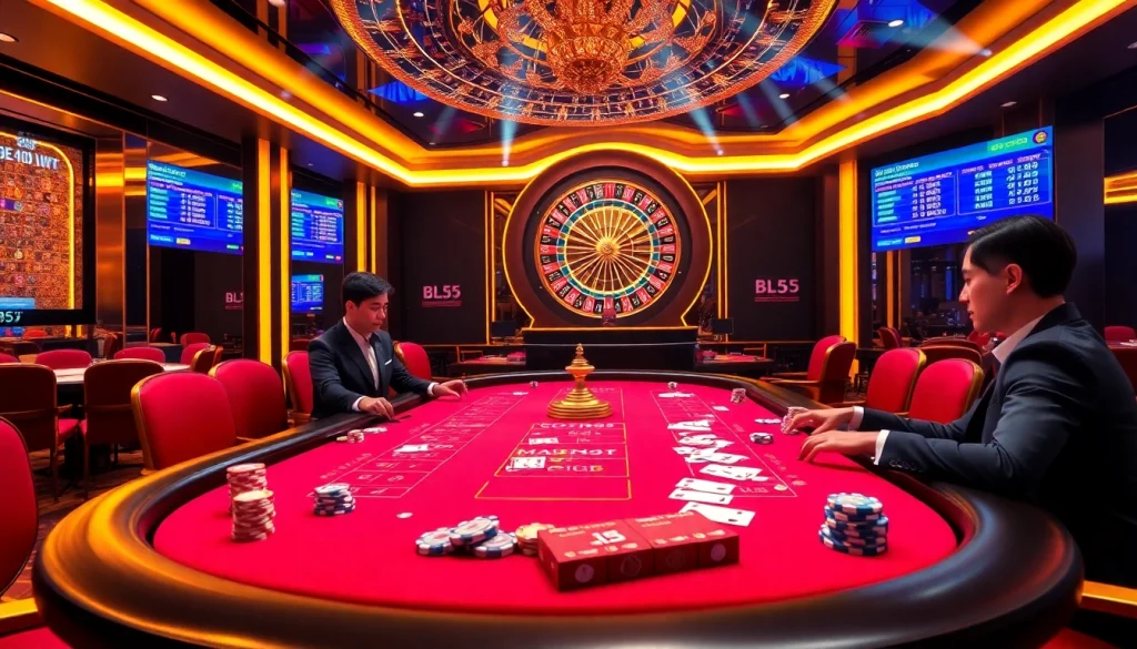 Experience thrilling live betting at BL555 with colorful chips and professional dealers.